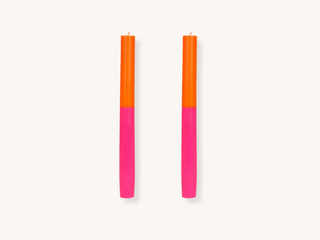 Pair of Orange and Pink Taper Candles