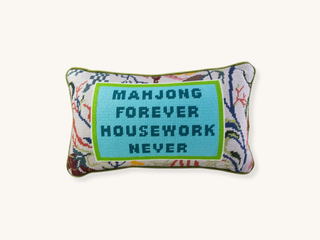 Mahjong Forever Housework Never Needlepoint Pillow