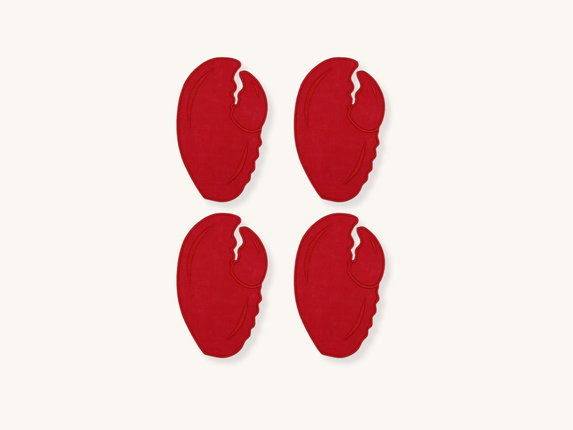 Set of Four Lobster Claw Cocktail Napkins