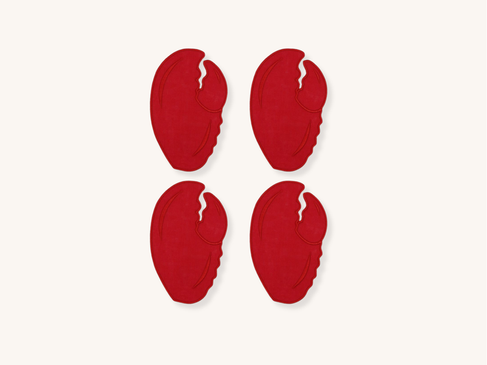 Set of Four Lobster Claw Cocktail Napkins