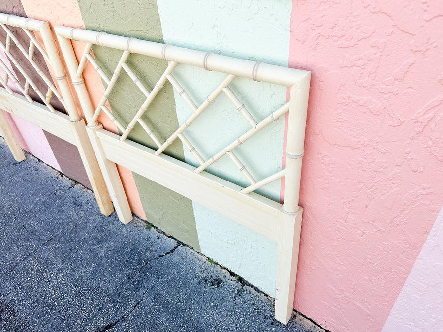 Pair of Faux Bamboo Chippendale Twin Headboards