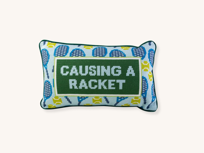 Causing a Racket Needlepoint Pillow