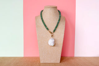 Palm Beach Regency's Green Aventurine Gemstone and Shell Necklace