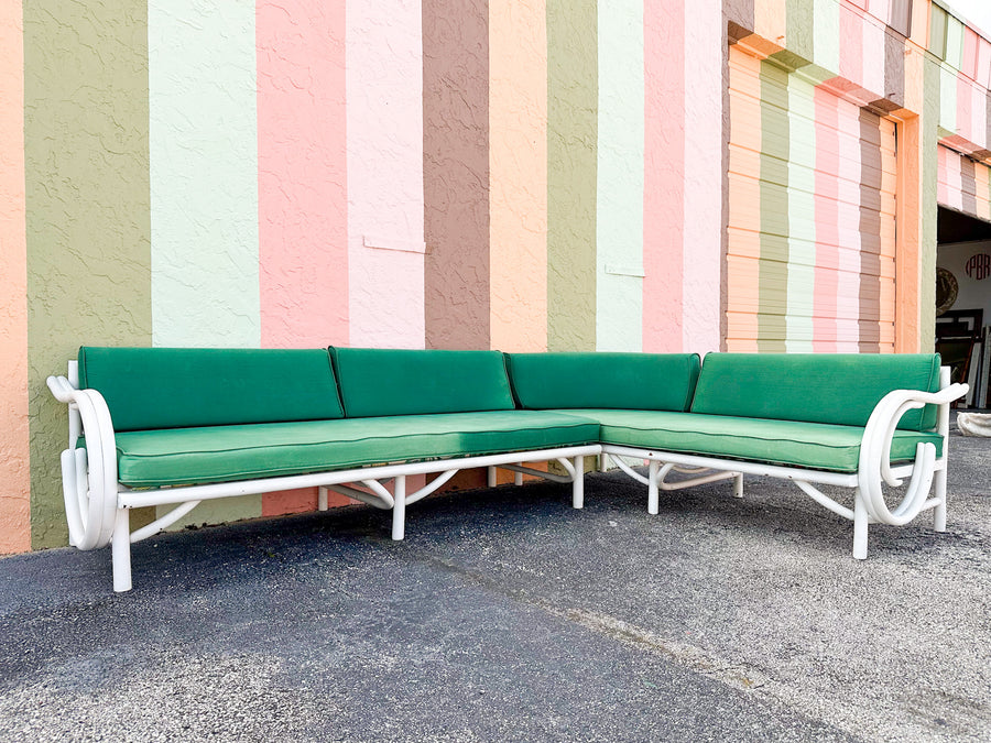 Two Part L Shaped Rattan Sofa