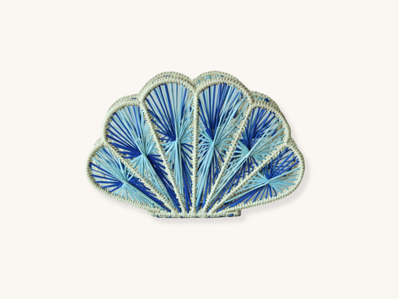 Blue Seashell Raffia Napkin Holder