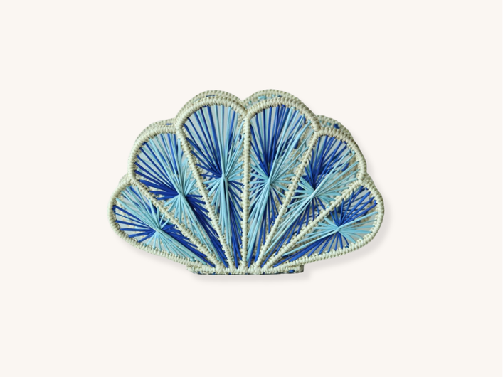 Blue Seashell Raffia Napkin Holder