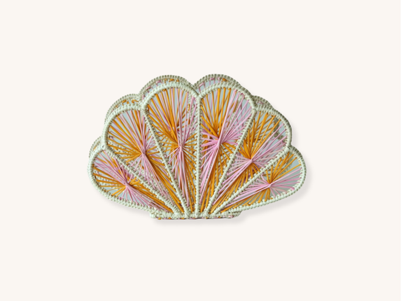 Pink Seashell Raffia Napkin Holder