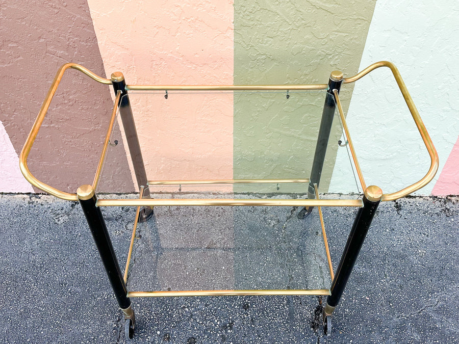 MCM Black and Brass Bar Cart