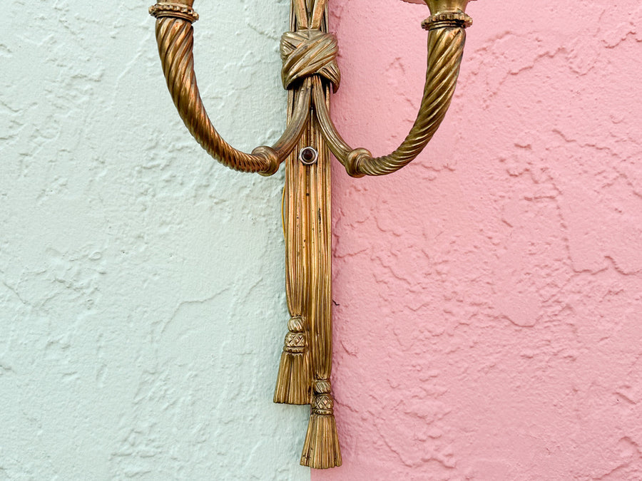 Pair of Brass Regency Style Tassel Wall Sconces