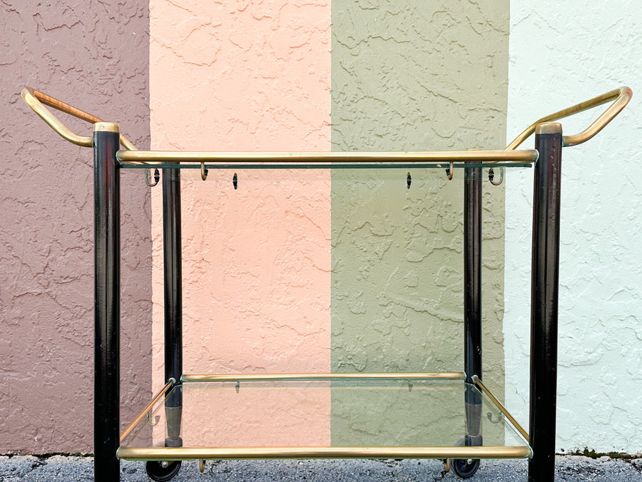MCM Black and Brass Bar Cart
