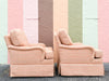 Pair of Peach Upholstered Swivel Chairs