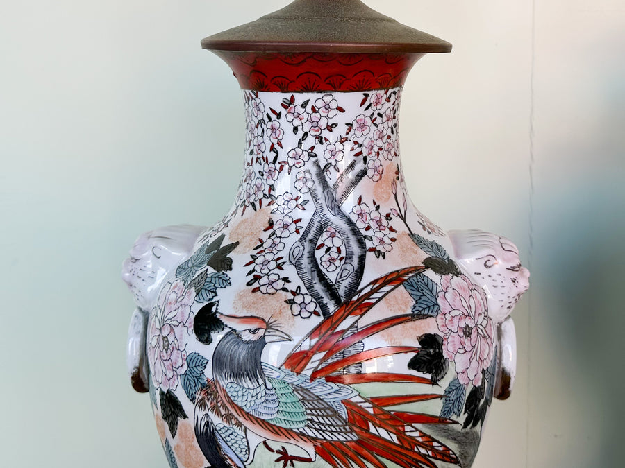 Pair of Colorful Chinoiserie Lion Lamps