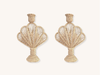 Pair of Natural Seashell Raffia Candle Holders