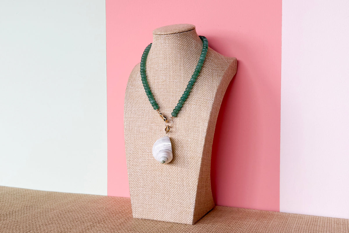 Palm Beach Regency's Green Aventurine Gemstone and Shell Necklace