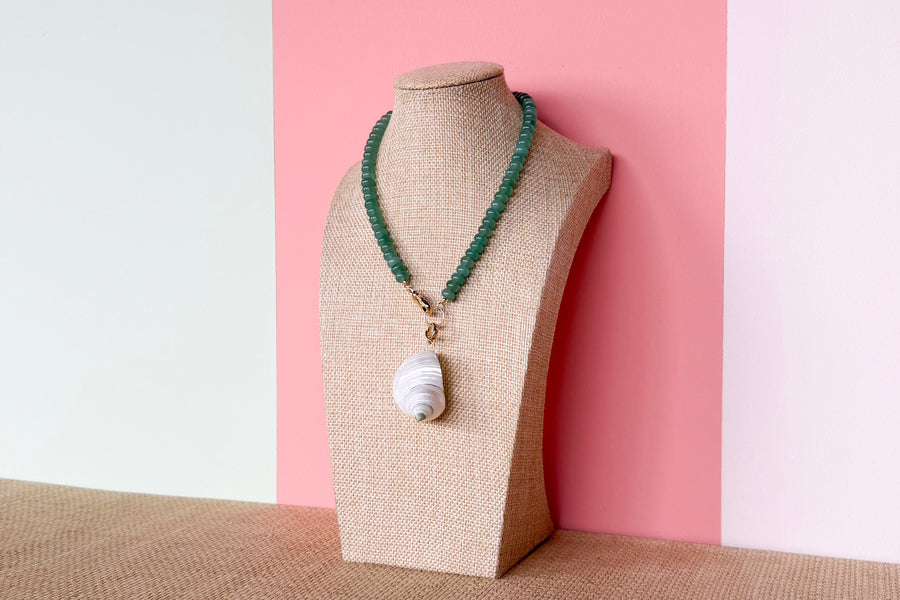 Palm Beach Regency's Green Aventurine Gemstone and Shell Necklace