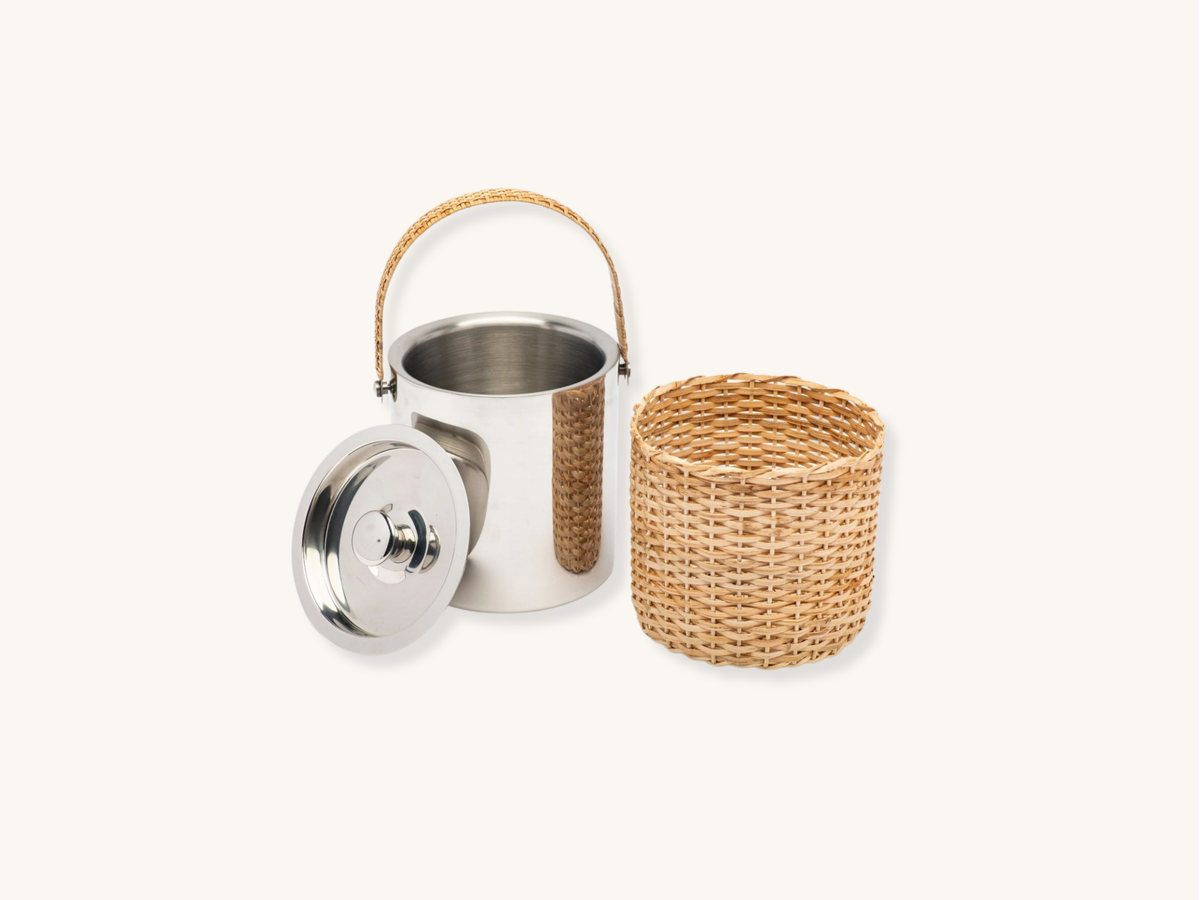 Rattan Wrapped Ice Bucket
