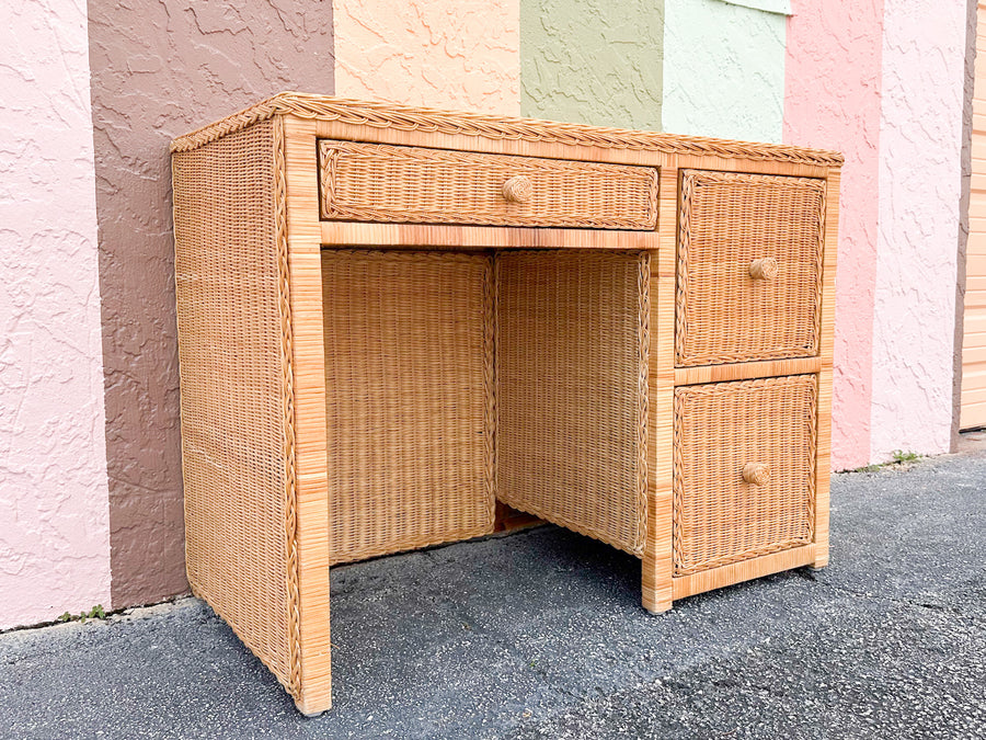 Island Style Wicker Wrapped Desk