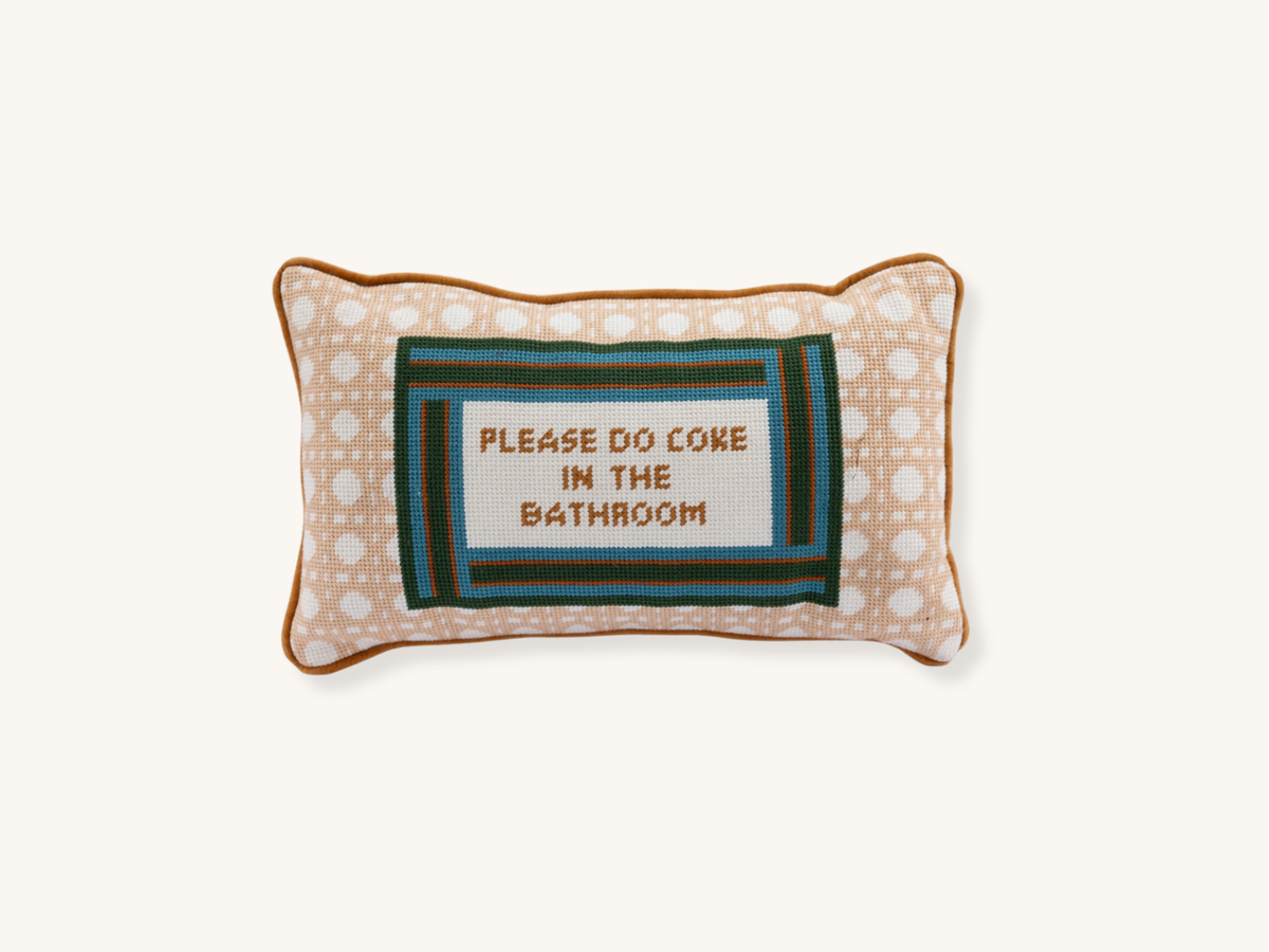 Bathroom Etiquette Needlepoint Pillow