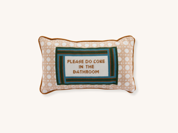 Bathroom Etiquette Needlepoint Pillow