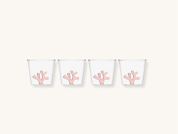 Set of Four Pink Coral Glassware