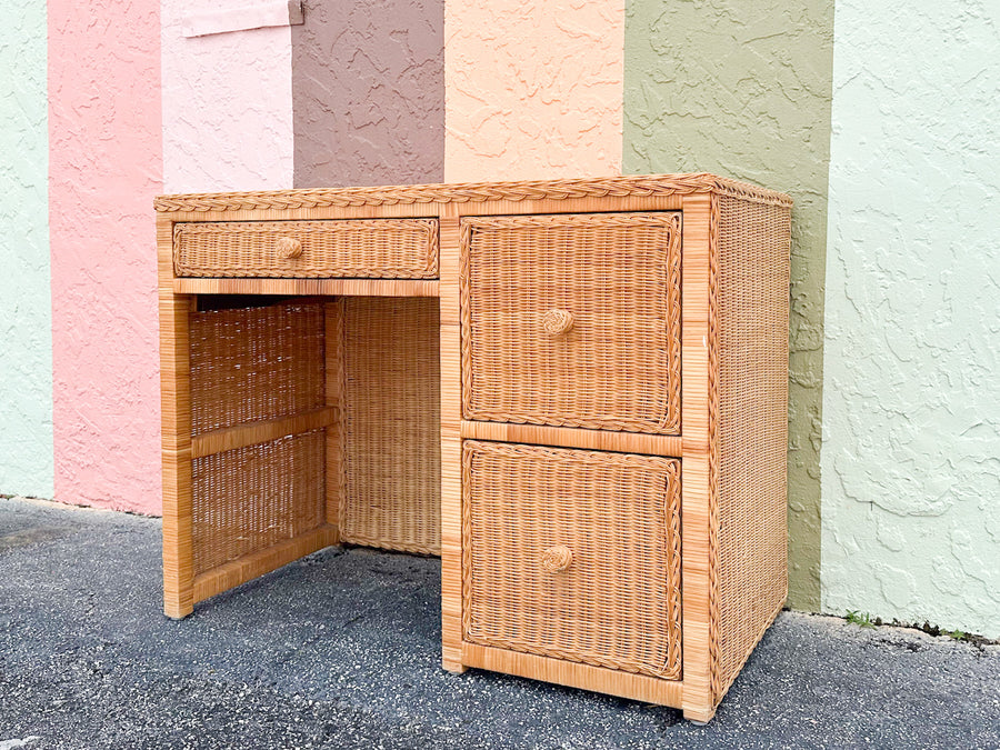 Island Style Wicker Wrapped Desk