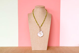 Palm Beach Regency's Citron Jade Gemstone and Shell Necklace