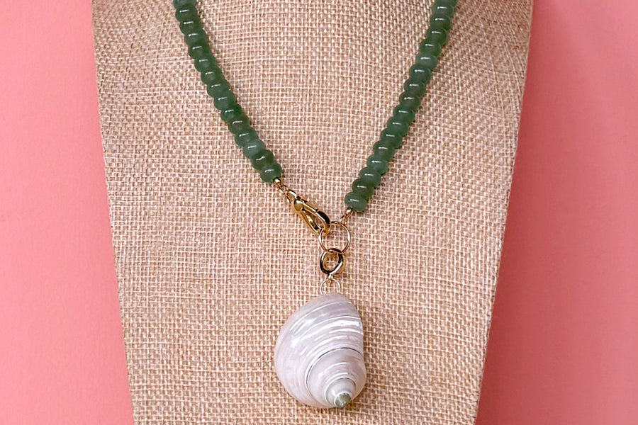 Palm Beach Regency's Green Aventurine Gemstone and Shell Necklace