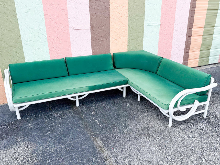 Two Part L Shaped Rattan Sofa