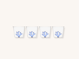 Set of Four Blue Coral Glassware