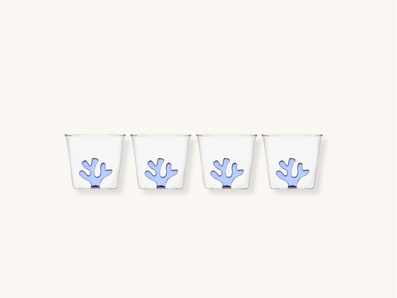 Set of Four Blue Coral Glassware