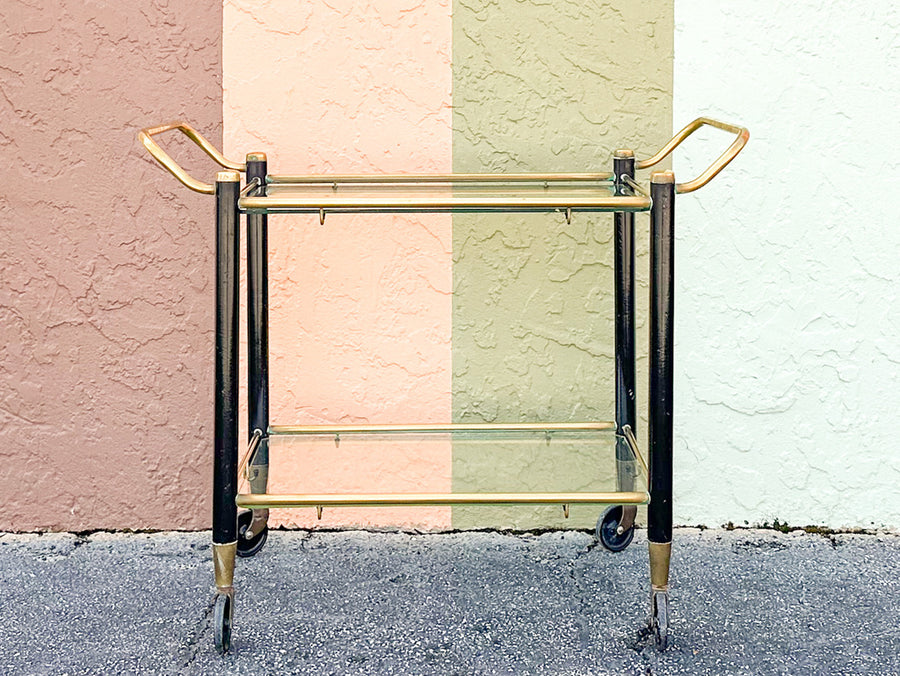 MCM Black and Brass Bar Cart