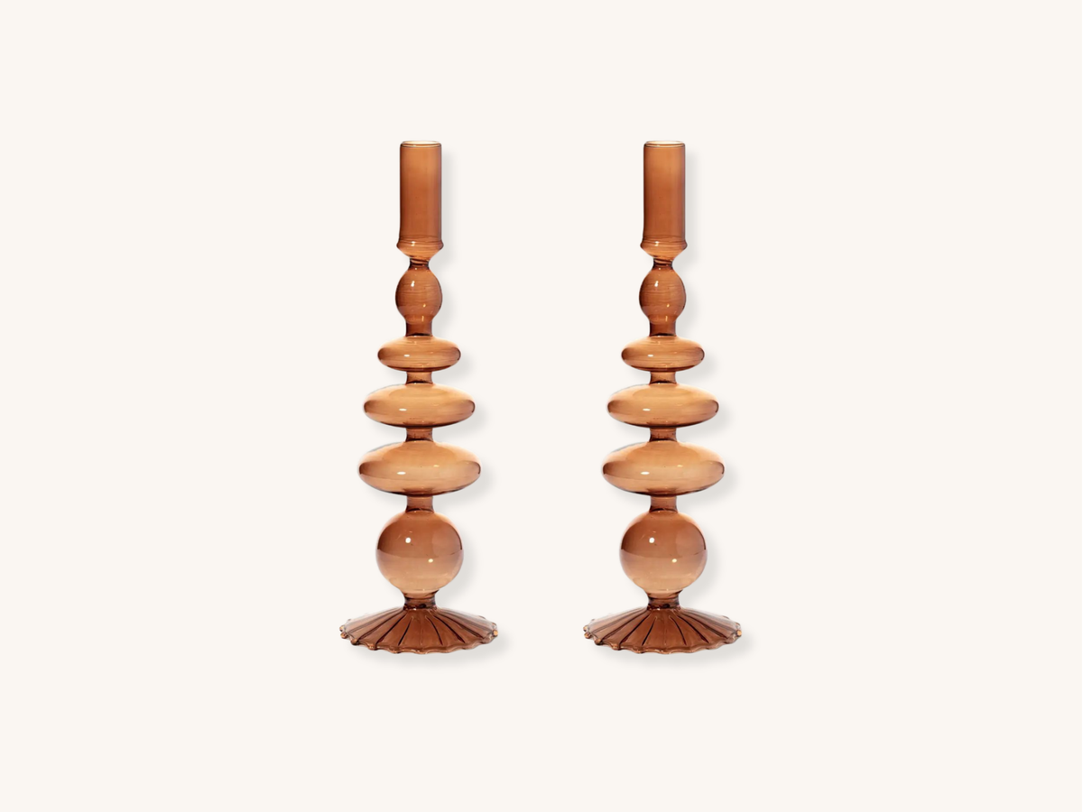 Pair of Champagne Glass Candle Holders
