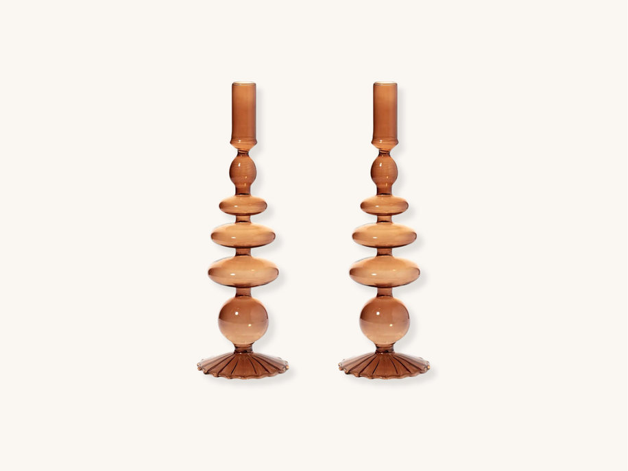 Pair of Champagne Glass Candle Holders