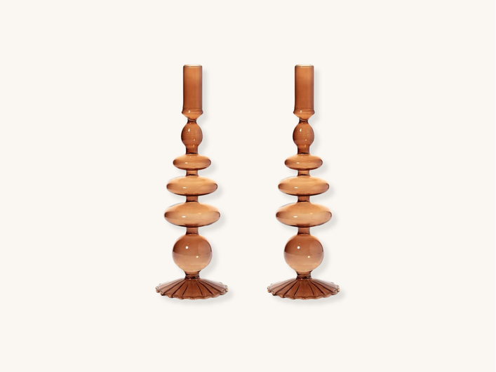 Pair of Champagne Glass Candle Holders