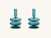 Pair of Ocean Teal Glass Candle Holders