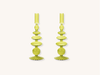 Pair of Pear Green Glass Candle Holders