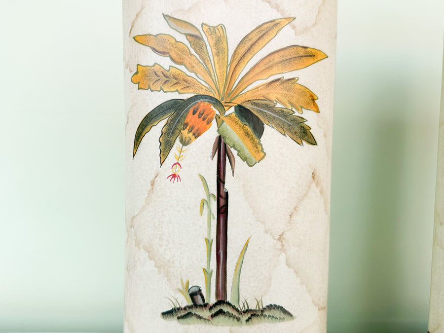 Pair of Hand Painted Palm Tree Lamps