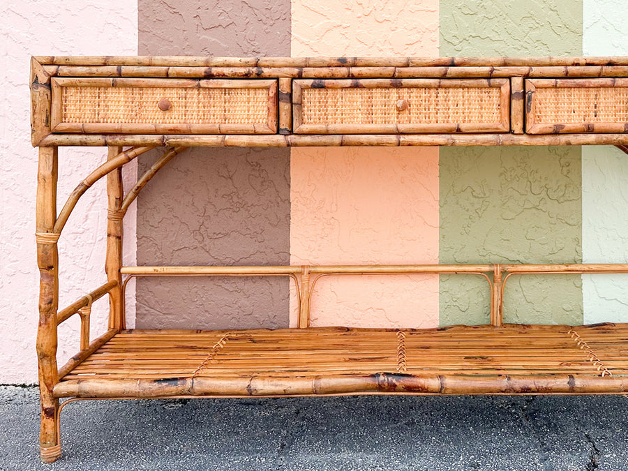 Island Chic Tortoiseshell Rattan Console