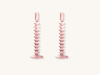 Pair of Rose Quartz Glass Candle Holders