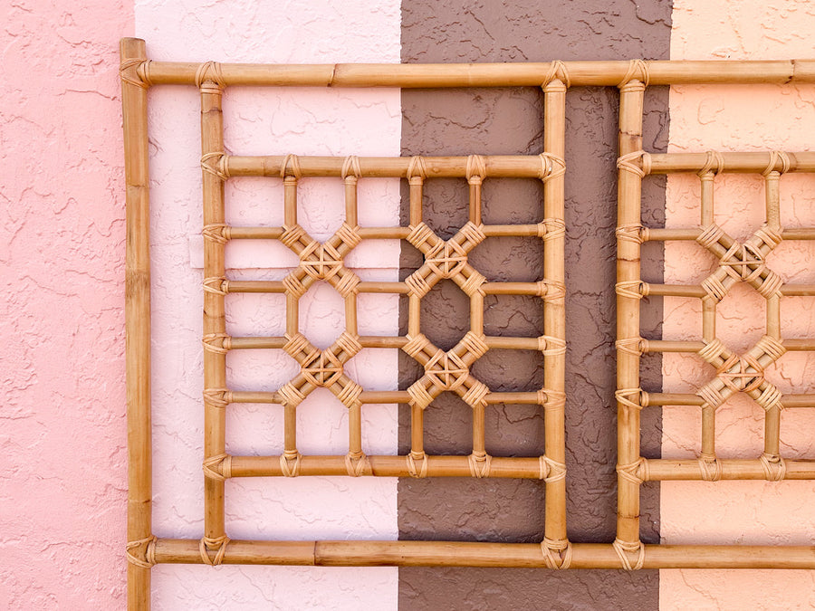 Modern Rattan Chippendale King Headboard