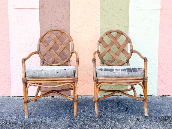 Pair of Cross Back Rattan Chairs