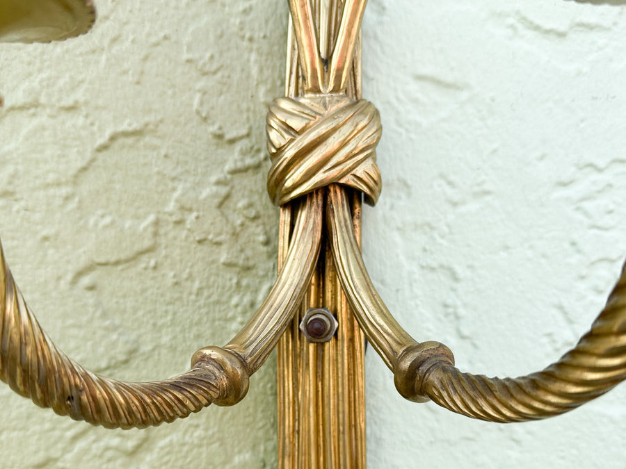 Pair of Brass Regency Style Tassel Wall Sconces