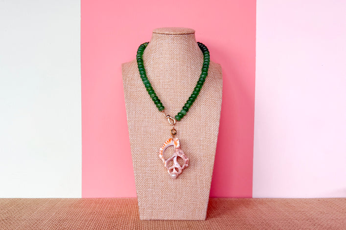 Palm Beach Regency's Green Quartz Gemstone and Shell Necklace