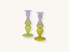 Pair of Short Bergamot and Rose Glass Candle Holders