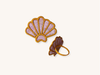Set of Four Pink Shell Raffia Napkin Rings