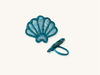 Set of Four Teal Shell Raffia Napkin Rings