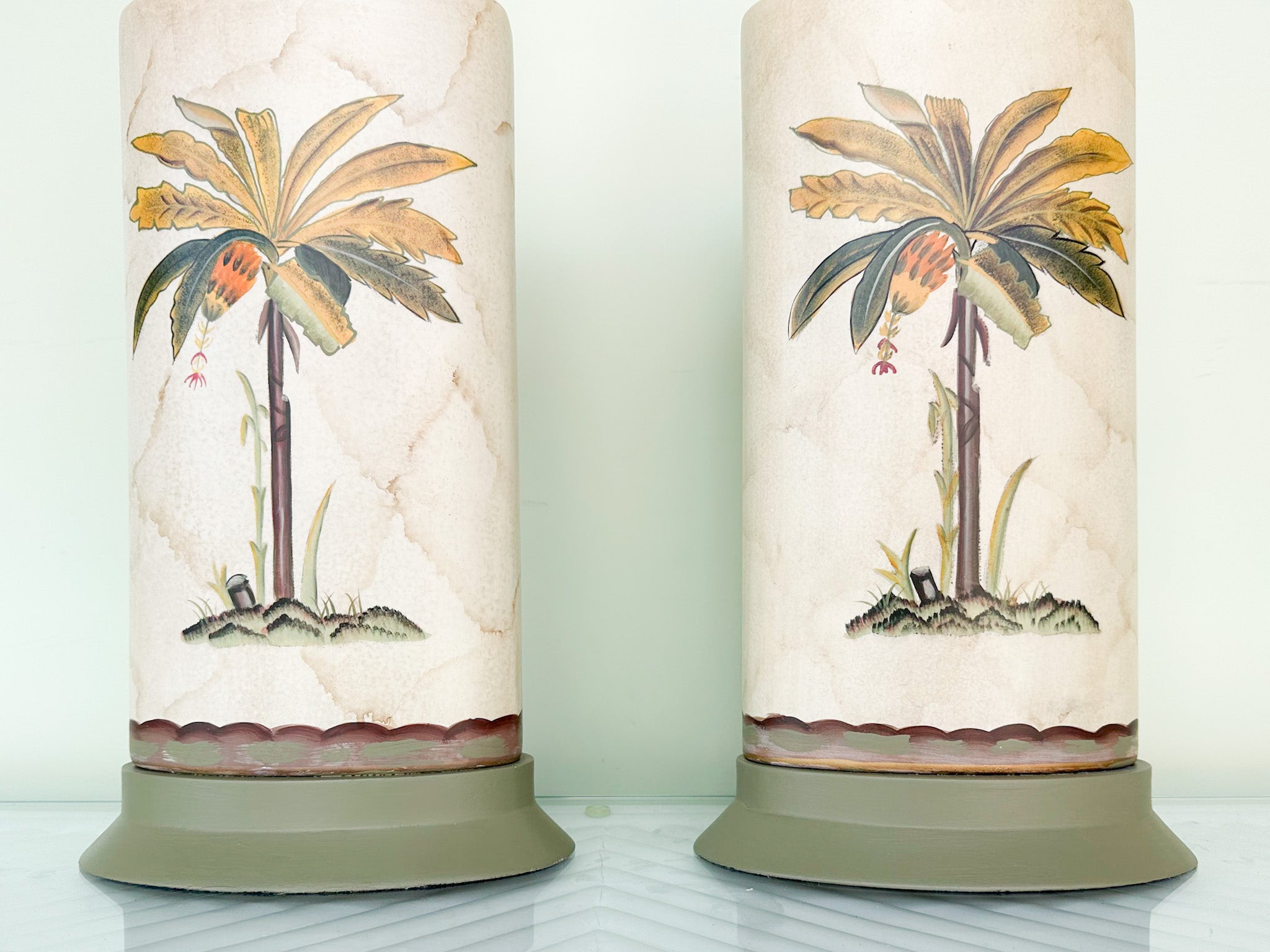 Vintage palm best sale tree table lamp