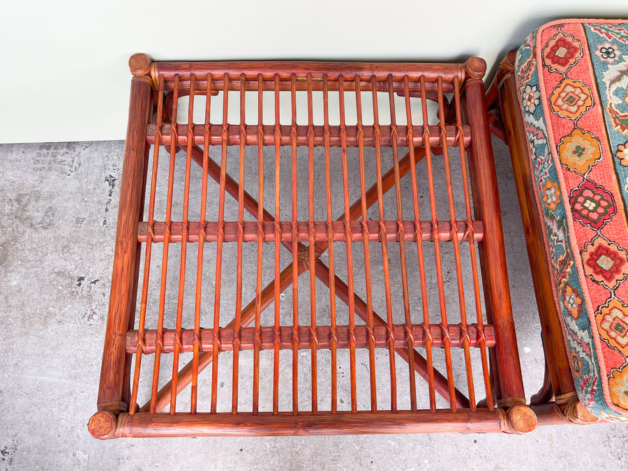 Pair of Rattan McGuire Ottomans