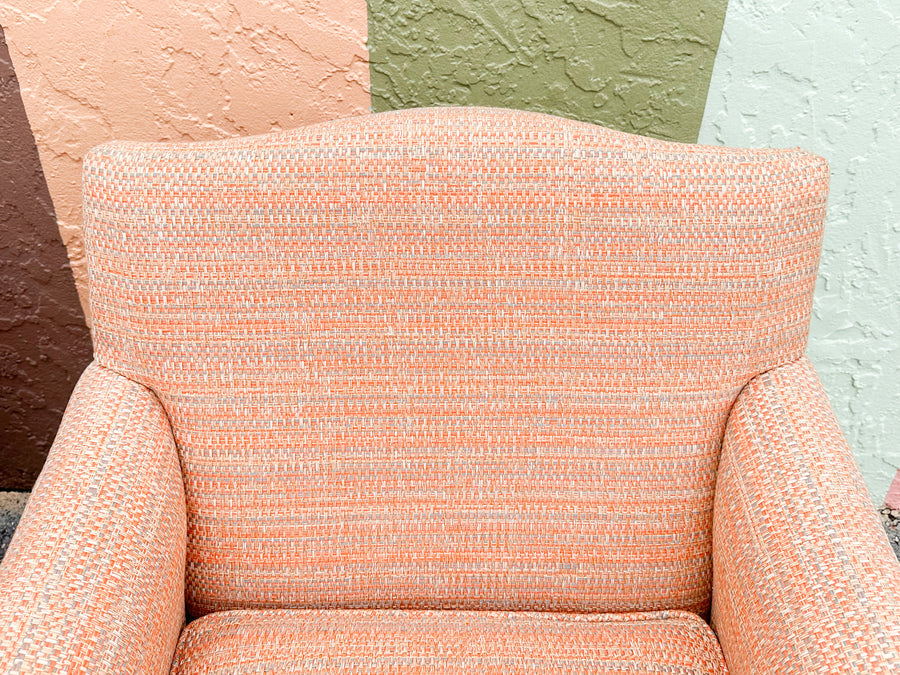 Pair of Peach Upholstered Swivel Chairs