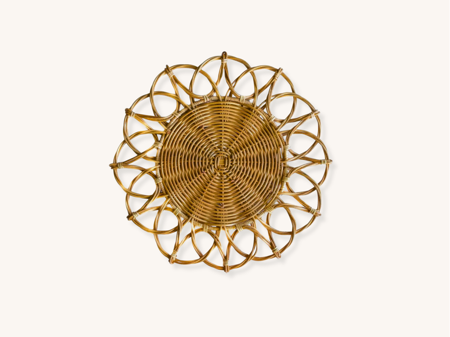 Set of Four Rattan Twist Flower Placemats